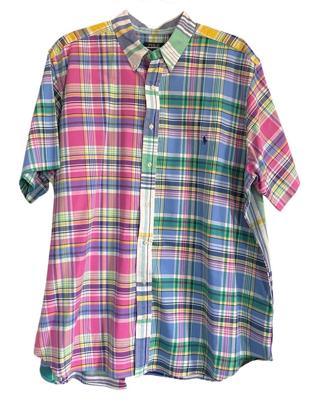 Polo Ralph Lauren Men’s Short Sleeve Button Down Pastel Plaid Nantucket size 2XB